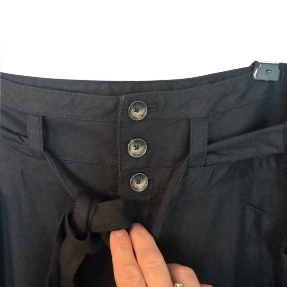 NWT Anthropologie Black Wide Leg Linen Belted Pants 14 - Picture 6 of 13